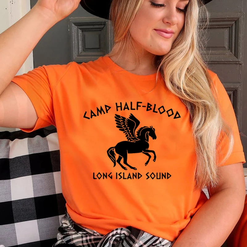 Camp Half Blood Women T Shirts Vintage Clothes Y2k Top Halloween Wicca Tshirt Long Island Sound Percy Jackson Cotton T Shirt