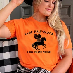 Camp Half Blood Women T 셔츠 Vintage Clothes Y2k Top Halloween Wicca Tshirt, 롱 아일랜드 사운드 퍼시 잭슨 코튼 T 셔츠