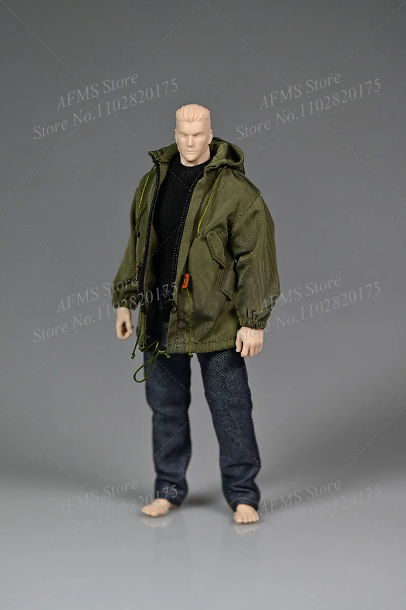 Veste en jean de soldat masculin, manteau Tralike, t-shirt de sport, pantalon militaire, coupe-vent, accessoire de poupées, modèle de figurine d'action, ajustement, 6 pouces, 1/12