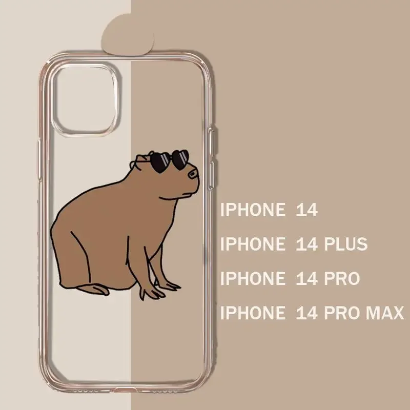 Cute Capybara Funny Animal Phone Case Transparent soft For iphone 11 13 12 14 15 pro max mini plus