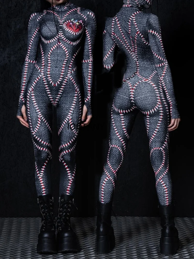 

Halloween Women's Sexy Clown Tights Carnival Party Voodoo Doll Dress Up Aerial Stage Performance Cosplay Costume Zentai Suit New