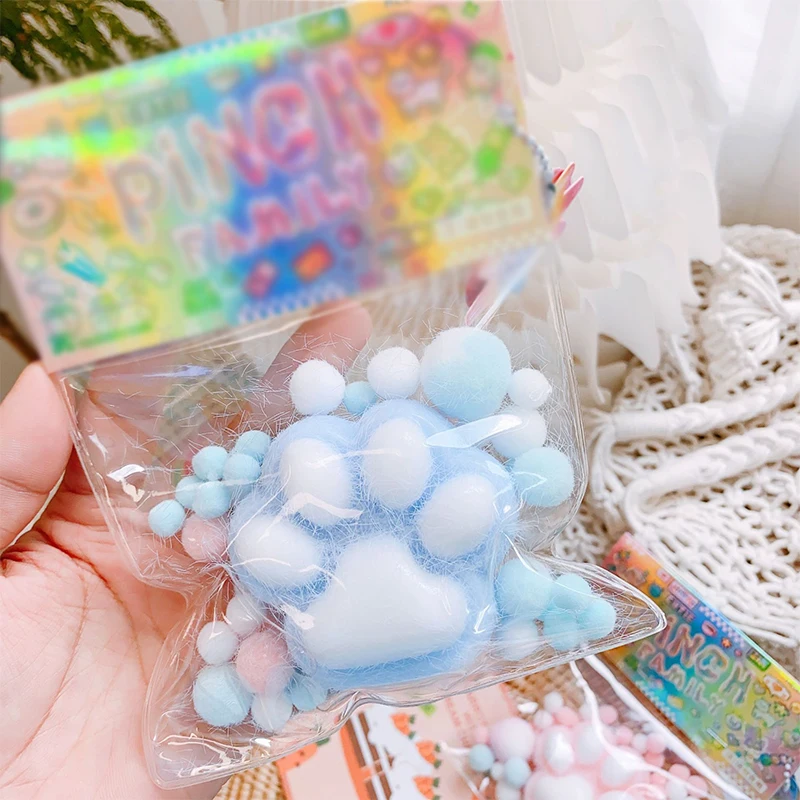 Mini Pu Squeeze Toy Cat Foot Antistress Stress Relief Toy Decompression Mochi Fidget Therapy Beads Girl Silicone Slow Rebound