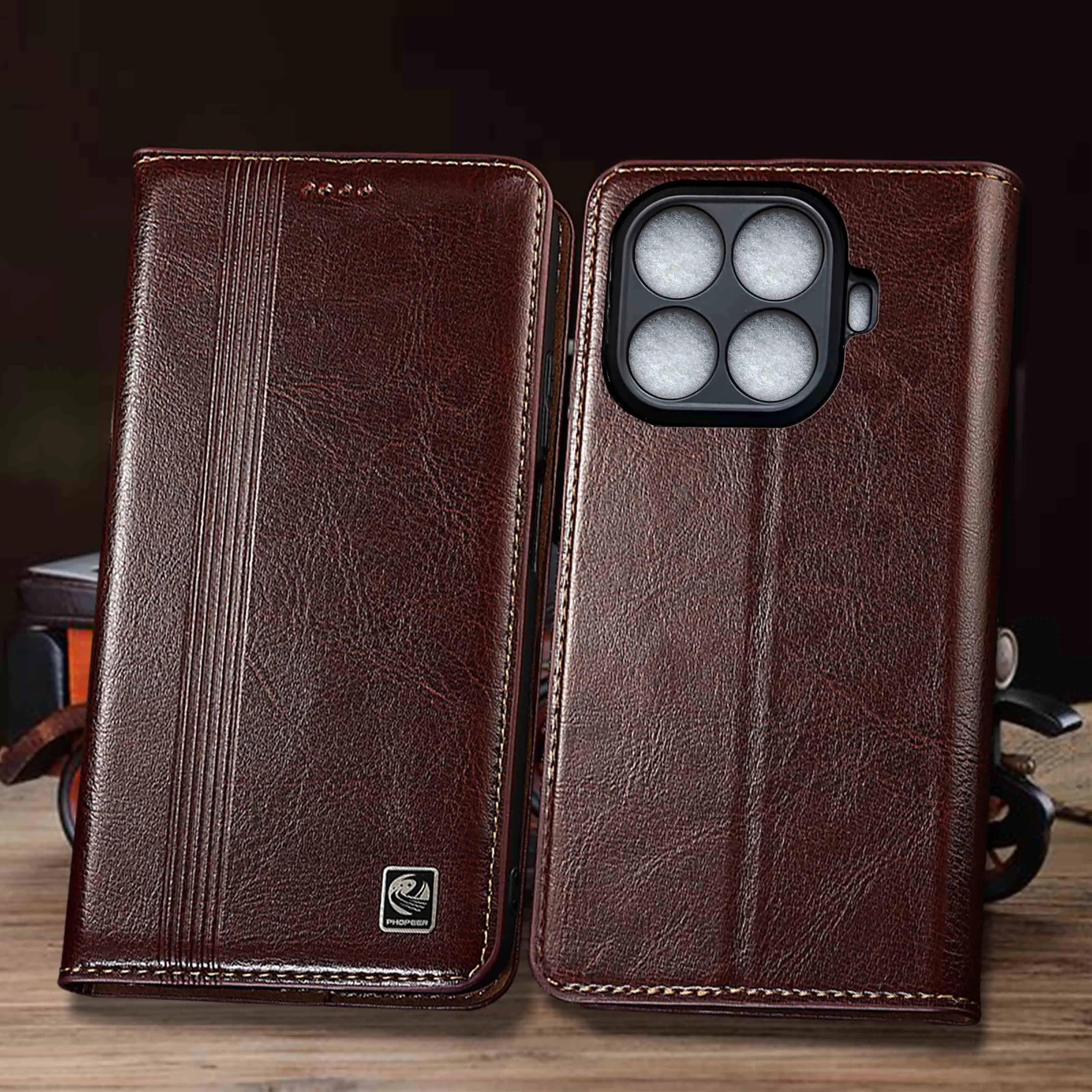 

Genuine Leather Phone Case For Xiaomi 13 13T 14 14T 15 15T 15S 17 17T Pro Ultra Civi Lite Vertical Line Pattern Flip Cover Case