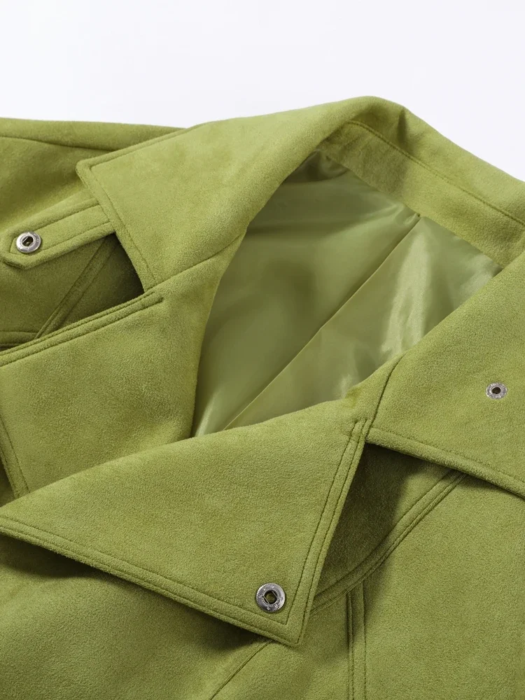 Damenmäntel mit Stehkragen, Schnürung an der Taille, kurze Windjacke, Frühlingsjacke für Damen, langärmlig, schmal geschnitten, modische neue Oberbekleidung – Detail 7