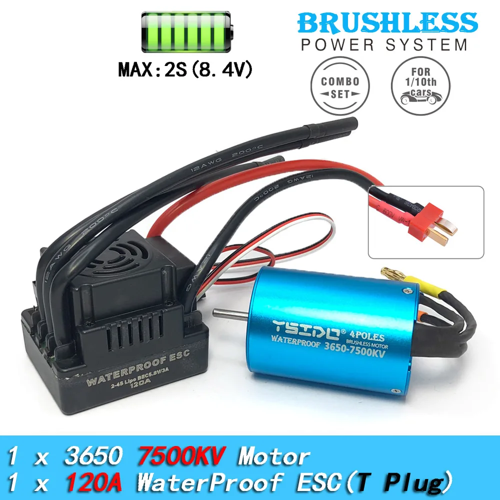 YSIDO 3650 Combo 5400KV 3600KV Borstelloze Motor 60A/80A/120A ESC voor 1/10 Traxxas HSP Tamiya Arrma RedCat RC Monster Truck auto