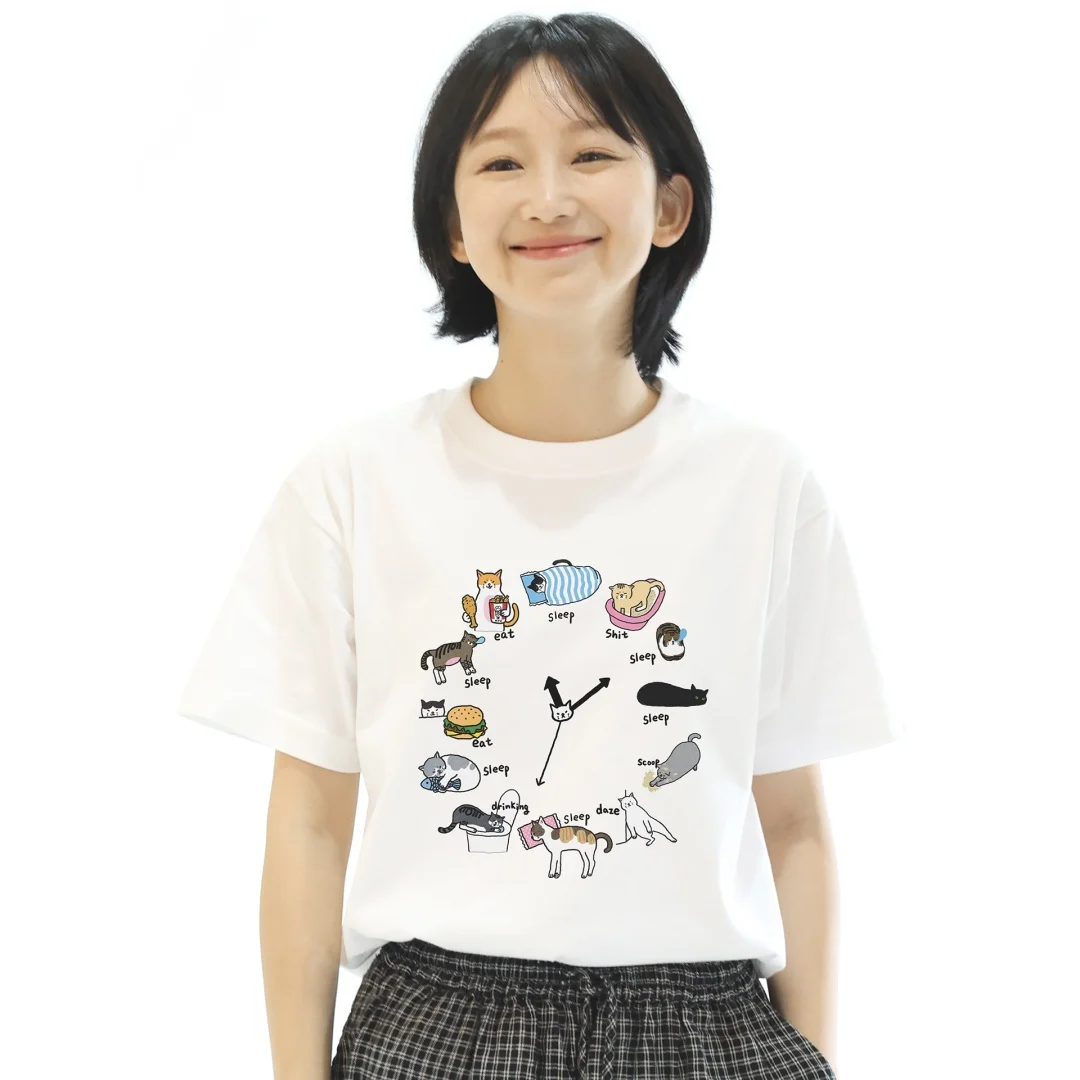 الإبداعية القط الجرافيك تي شيرت للرجال والنساء الصيف موضة الرياضة القطن الخالص تي شيرت رجالي ملابس الأطفال المحملة Y2k
