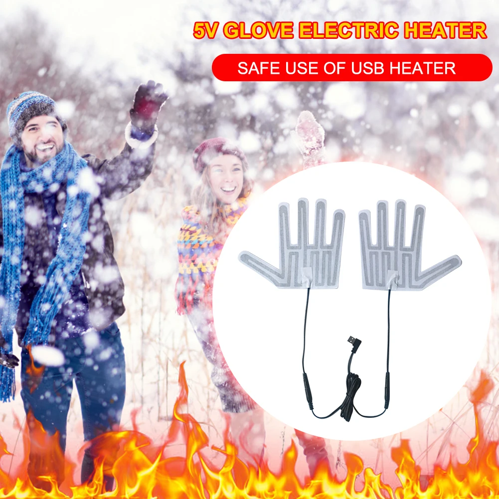 5V USB Heating Gloves Pads Winter Heated Gloves Pad Heater Warmer Heated Mitten Sheet Ski Gloves Heating Pad for Outdoor Sports