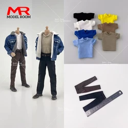 CCN1208 1/12 Scale Male Lamb Down Denim Jacket T-shirt Casual Pants Model Fit 6'' Notaman GWtoys Soldier Action Figure Body