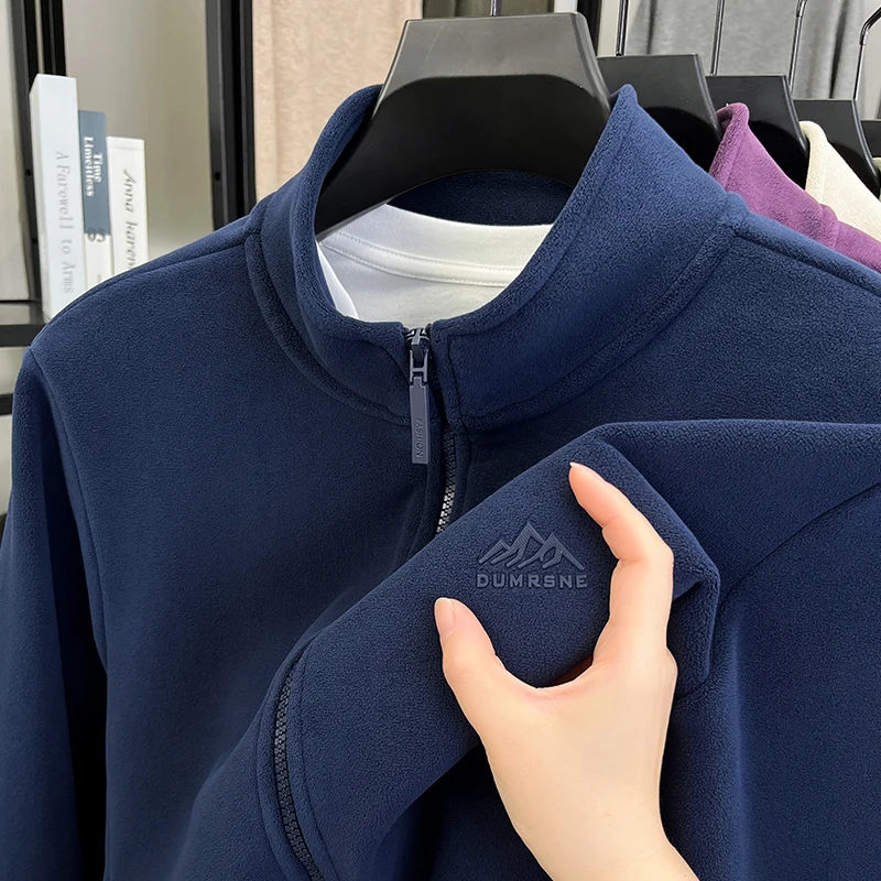 سترة رجالية بسحاب من العلامة التجارية الفاخرة شتاء جديد شعار الموضة تصميم مطرز رائع معطف رياضي كاجوال دافئ مخملي أصلي #2