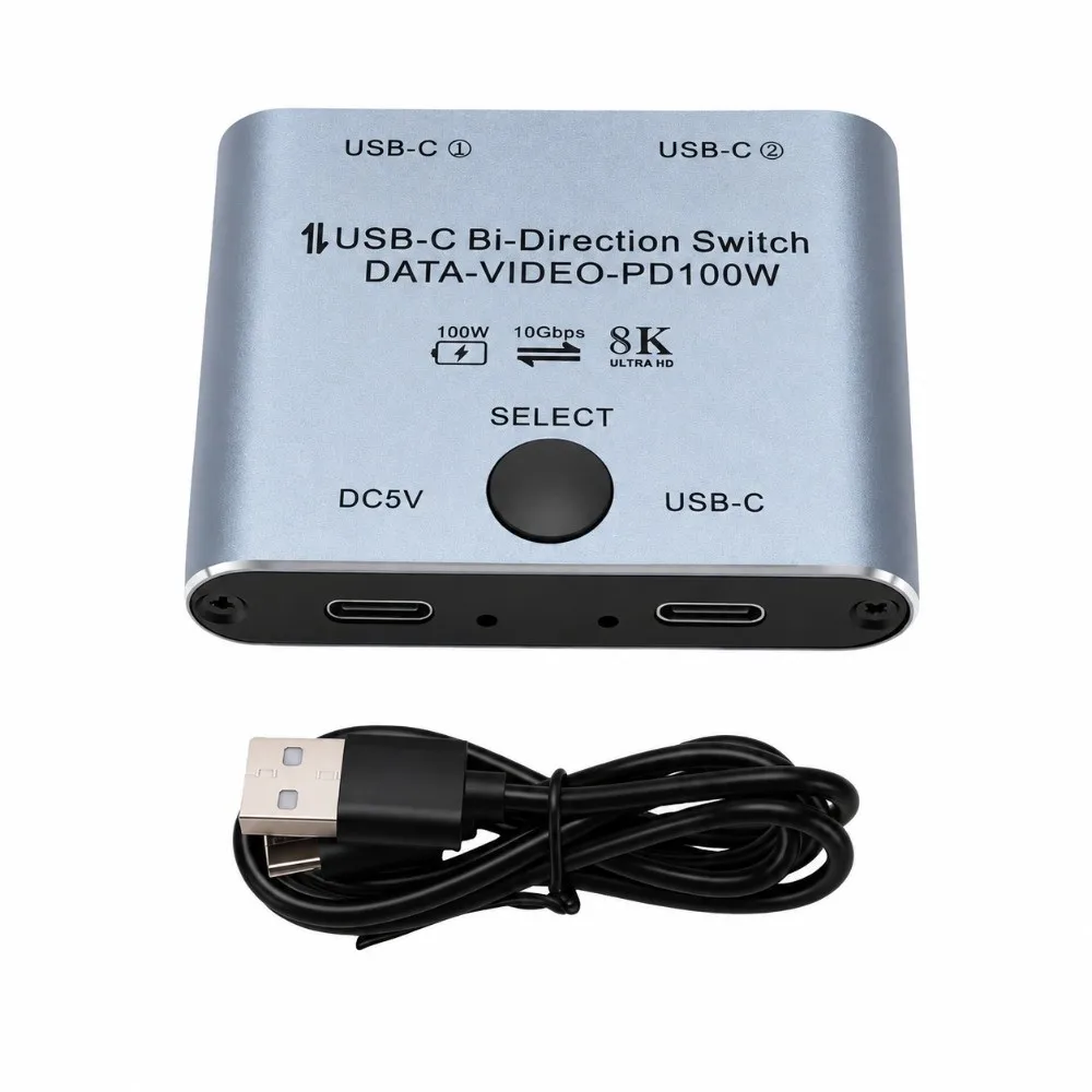 8k@60hz-usb-c-スプリッター、10gbpsのデータ転送速度、100wの電力供給、usb-c-kvmスイッチ、3つのtype-cポート、2入力1出力。