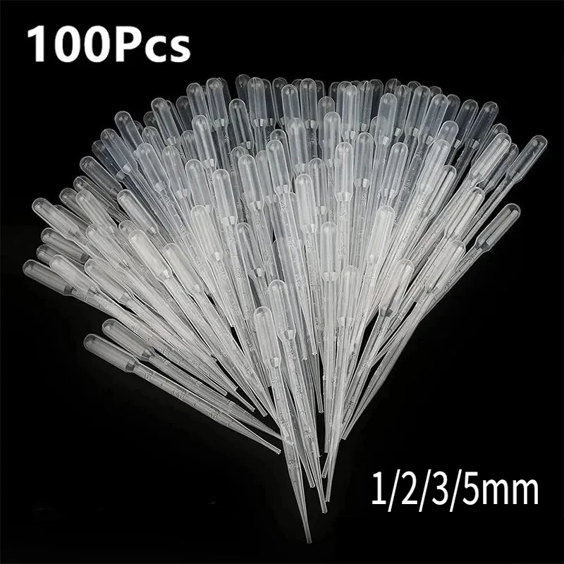 

100 Pieces 1/2/3/5 ML Laboratory Pipette Plastic Disposable Graduated Container Liquid Dropper Equipment StrawTeaching equipment