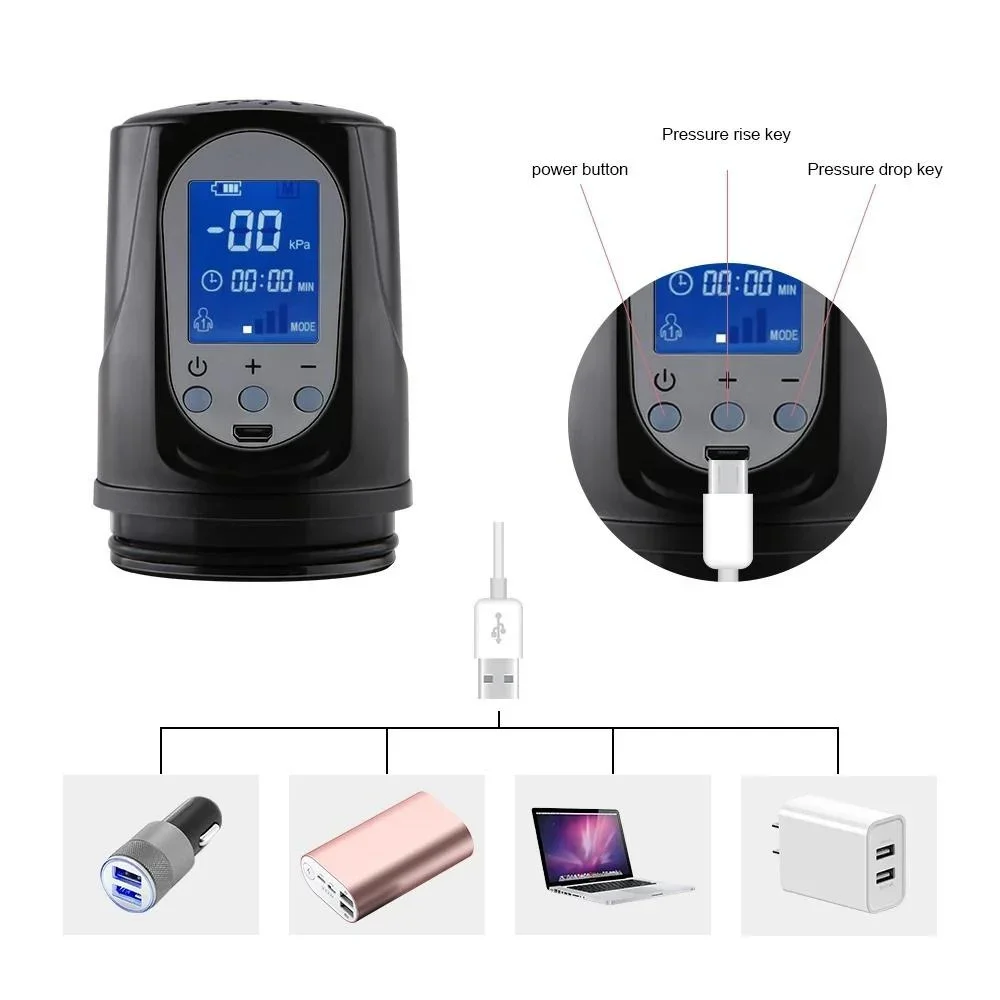 Electric Vacuum LED Penis Pump for Enlargement Dick Pump Trainer Cock Extender Delay Ejaculation Male Sex Toy Men Masturbator 18
