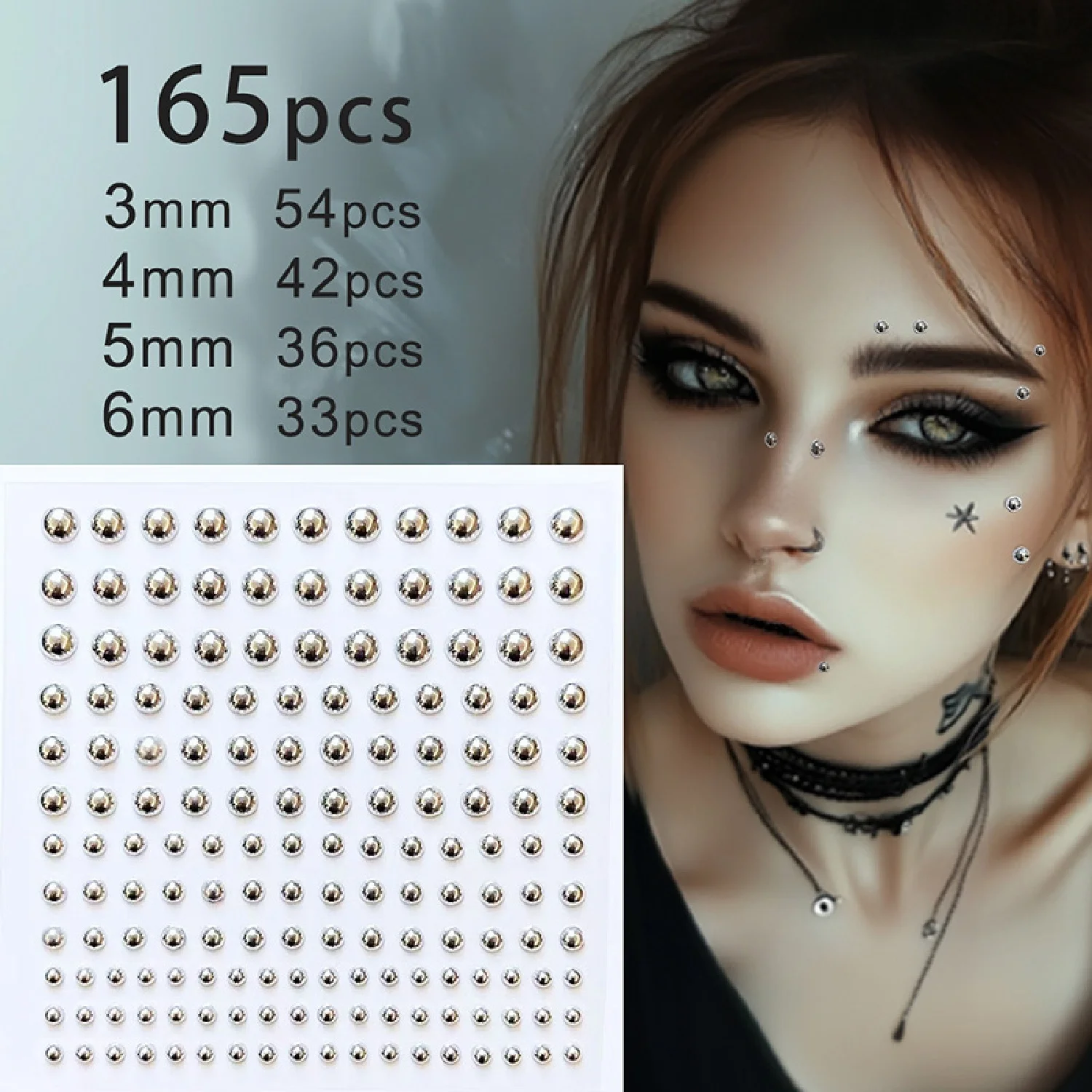 3D Face Eyes Party Makeup Tattoo Sticker Acrylic Diamond Rhinestones Sticker Self-adhesive Mixed Crystal Face Decoration