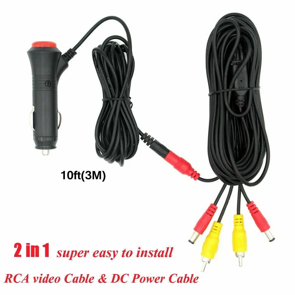 

Easy Install Video Power Cable For Rearview Camera Connect Car Monitor to Car Cigarette Lighter Adapter