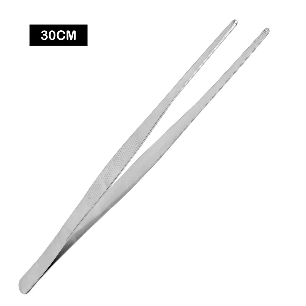 Stainless Steel Straight Toothed Tweezer for Home Medical Garden and Kitchen Use Long Barbecue Food Tong 20CM/30CM LK-AA69