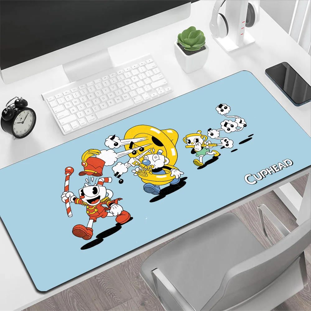 Cuphead Large Mouse Pad Gaming Mouse Pad PC Gamer Computer Mouse Mat Big Mousepad tappeto in Silicone tastiera tappetino da scrivania Mause Pad