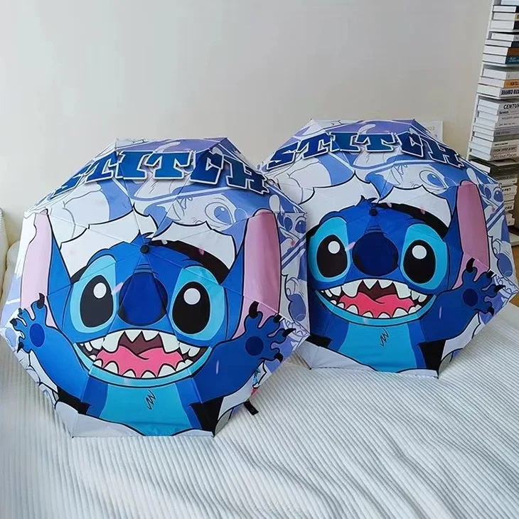 Hot Anime Lilo & Stitch paraguas automático figuras de acción Manual soleado y lluvia doble uso portátil plegable sombrilla regalo