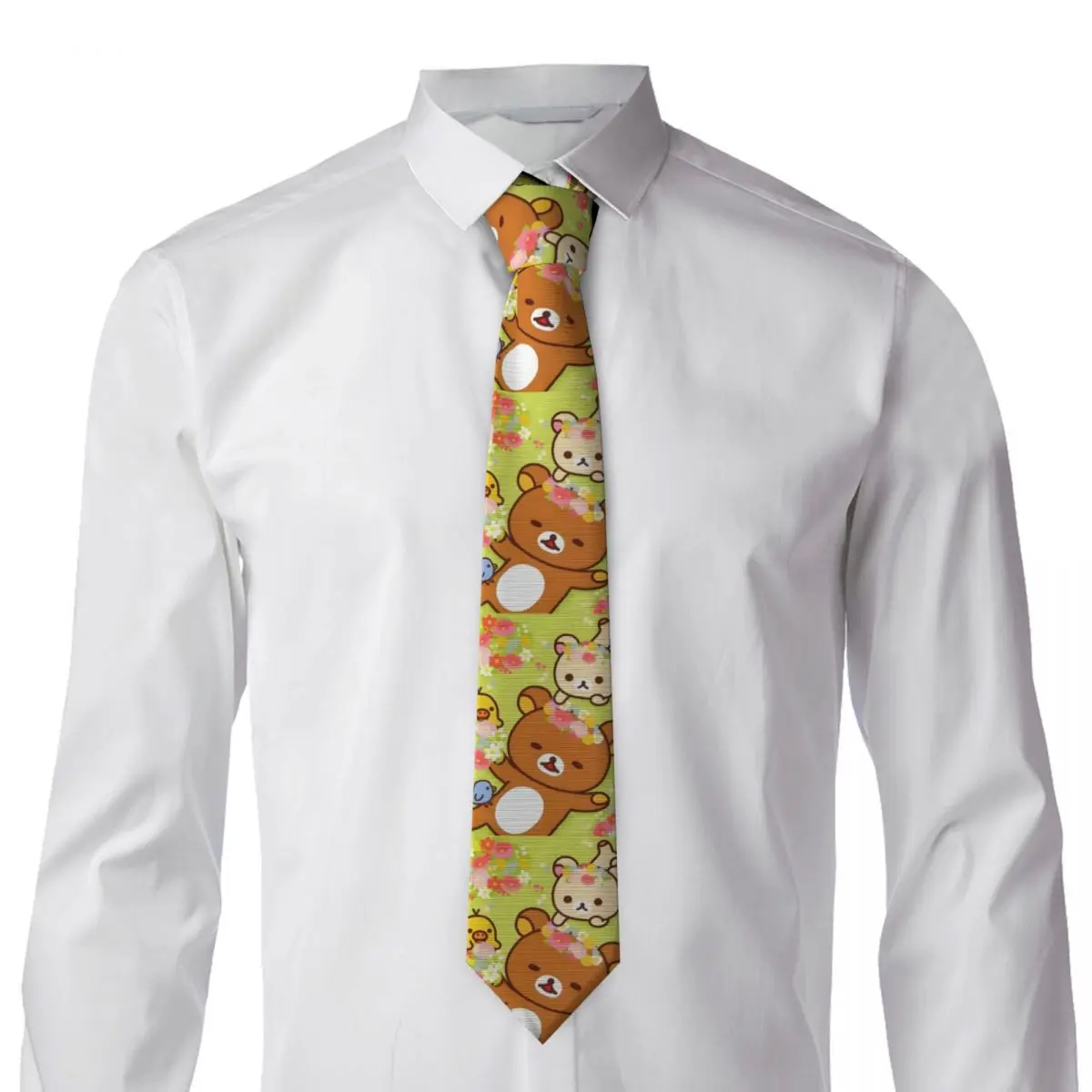 Custom Mangas R-Rilakkumas Animes Ties Men's Fashion Silk Classical Necktie for Wedding