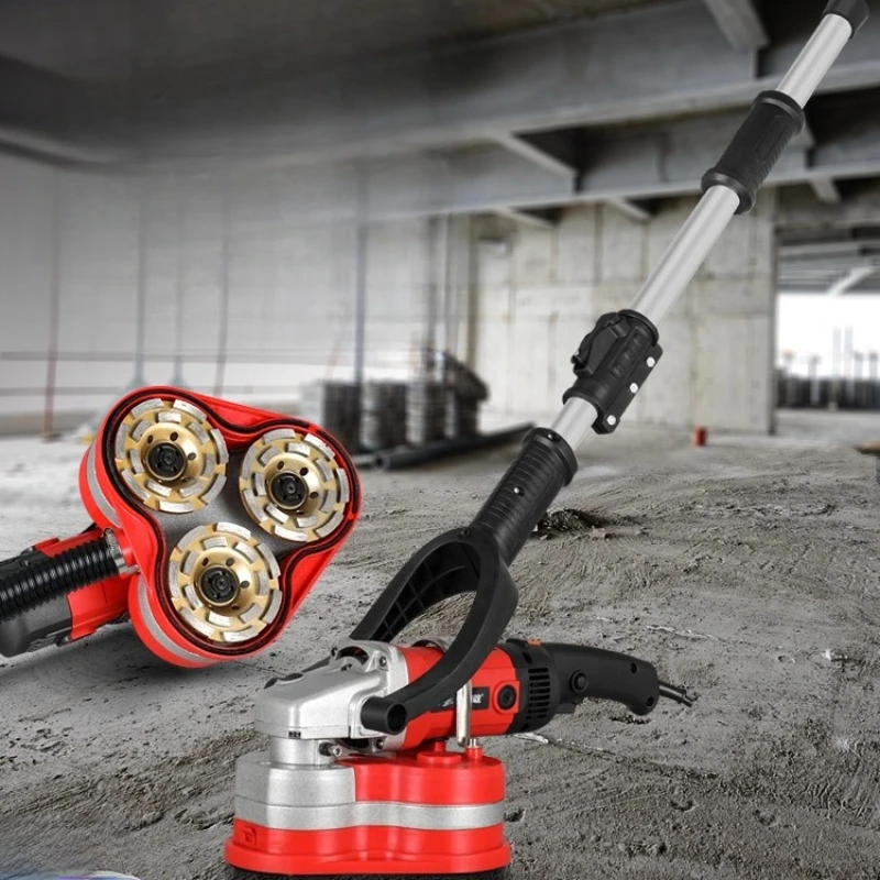 

Cement floor grinder Concrete hand-held three-head dust-free grinder
