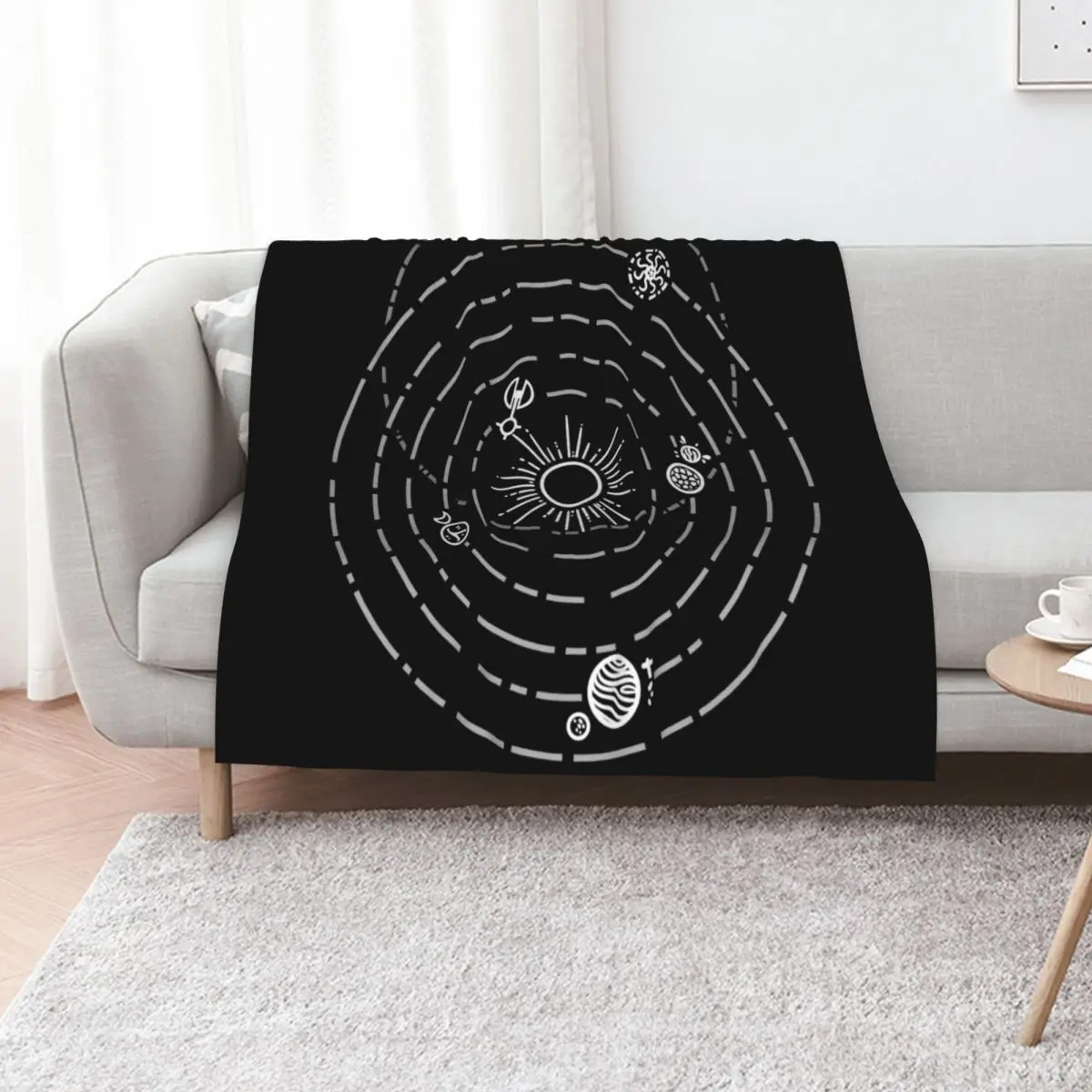 Outer Wilds Solar System Art Print [No stars] Throw Blanket Weighted Retros Vintage Moving Blankets