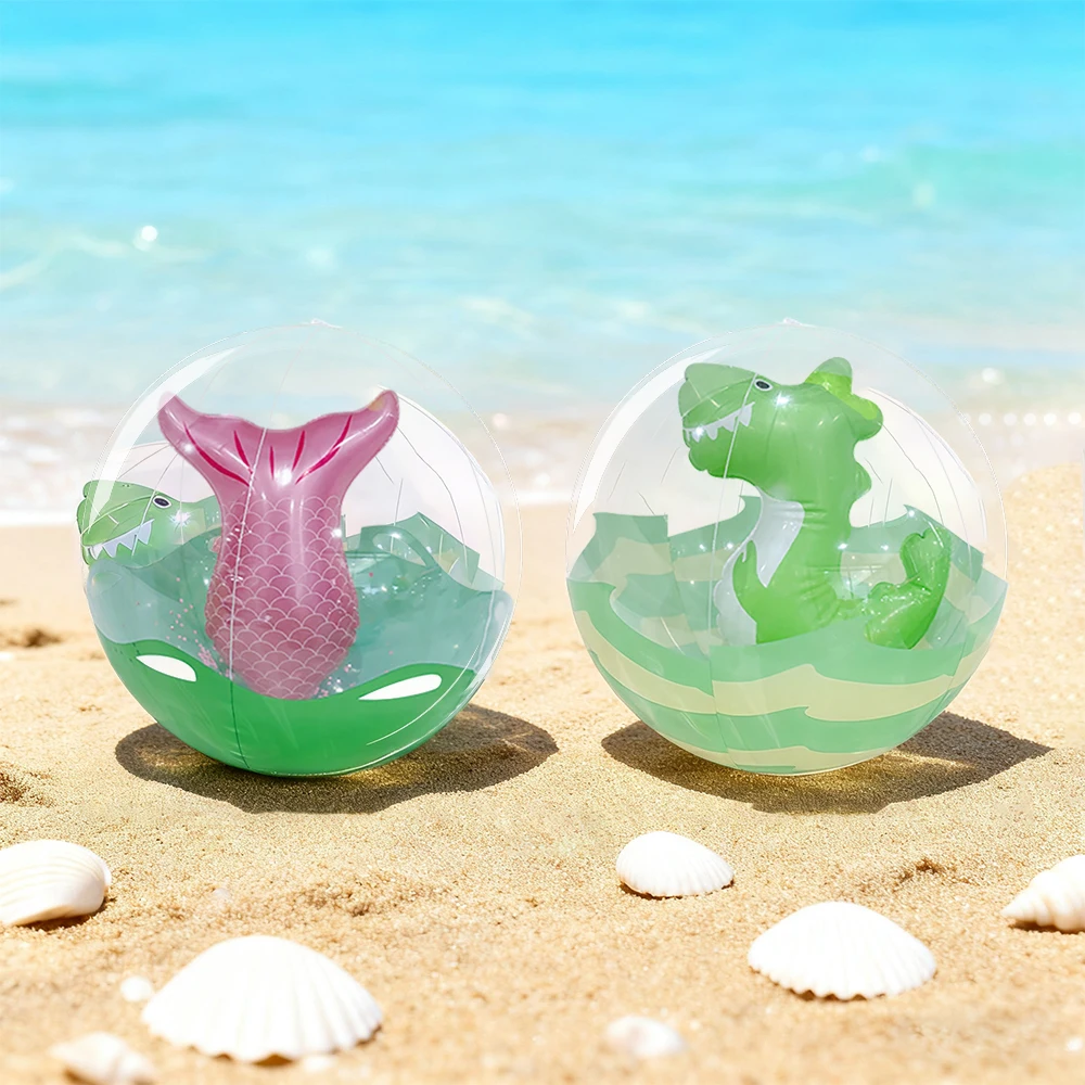 1pc Inflatable Fish Tail Beach Ball PVC Outdoor Dinosaur Round Ball Suitable For Swimming Pools and Beach Parties