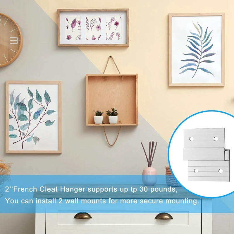 Abwr-kit perangkat keras, untuk menggantung gambar kayu lapis Prancis, braket dinding Kit perangkat keras aluminium Z gantungan batang 24 buah
