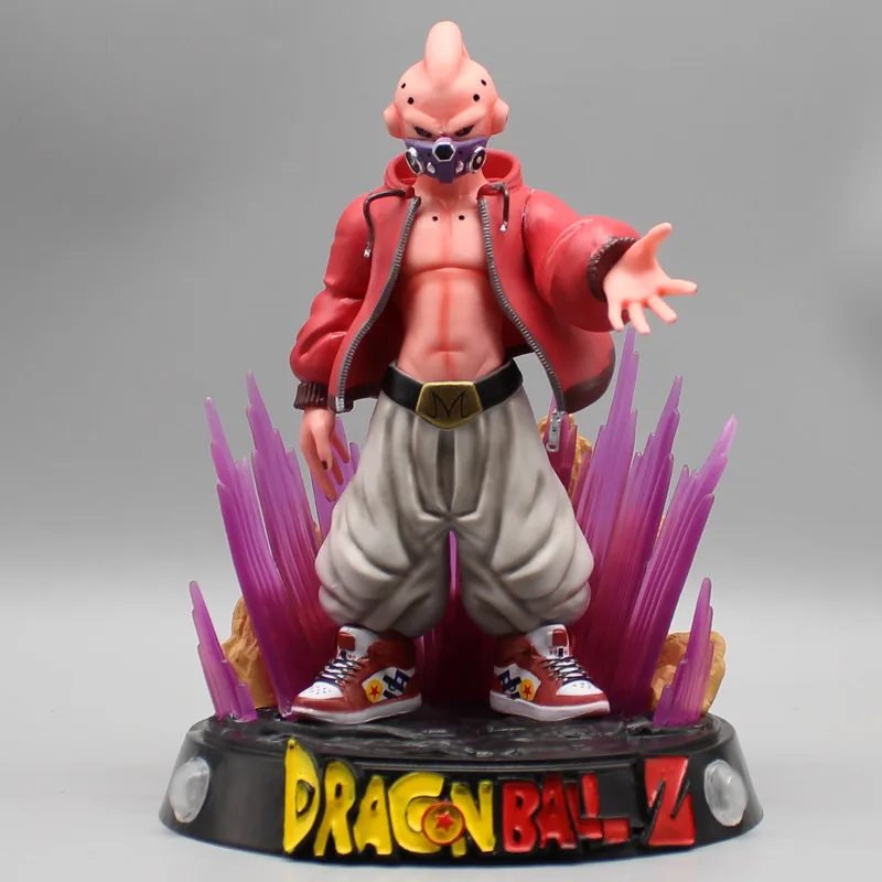 Figurines d'anime Dragon Ball Z, Majin Buu, figurines d'action manga japonais, look à la mode, base lumineuse, modèle de collection, jouets cadeaux pour garçons, 20cm