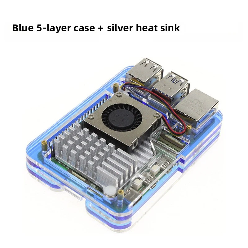 1pc Protective Case For RASPBERRY Pi 5 Heatsink And Fan 5-Layer Acrylic Case For Raspberry Pi 5 With Active Cooling