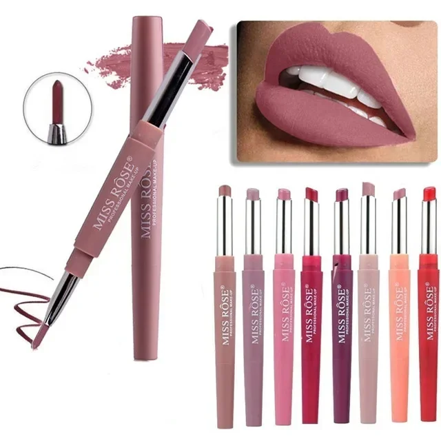 Double-end Lip Makeup Lipstick Pencil Waterproof Long Lasting Tint Red Lip Stick Beauty Matte Liner Pen Lipstick Women Party