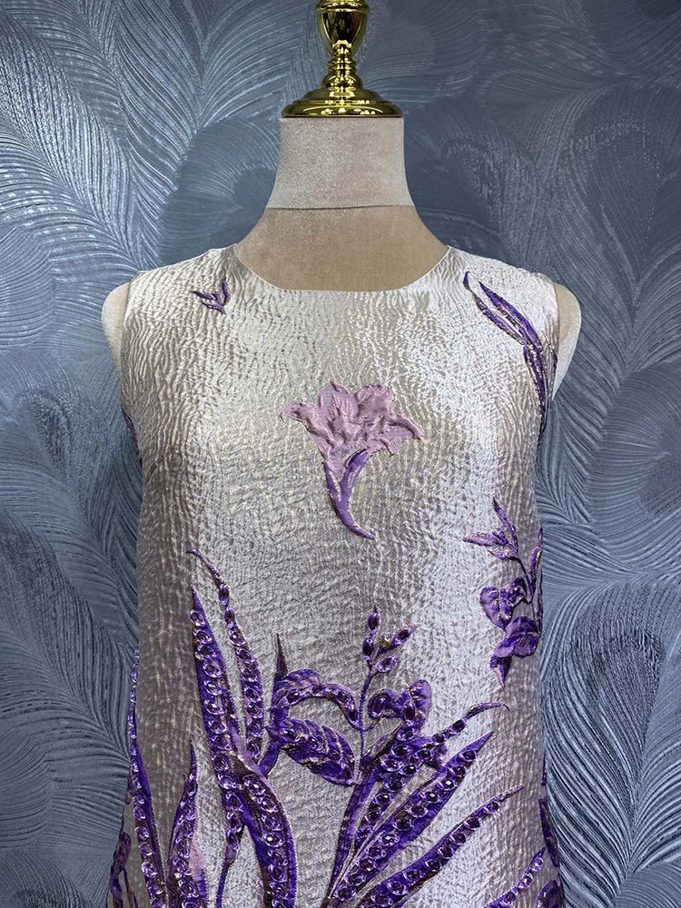 DLDENGHAN 스팽글 다이아몬드 자카드 미니 드레스 여성용 오-넥 민소매 빈티지 조끼 드레스 여름 패션 여성