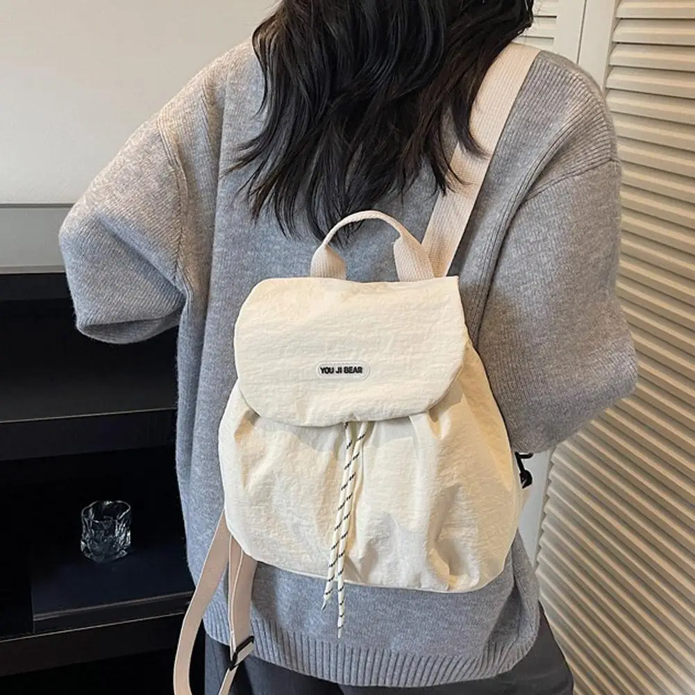 Soft Nylon Drawstring Backpack Small Daypack Korean Women Backpack Lightweight Travel Casual Backpack For Student Commuter