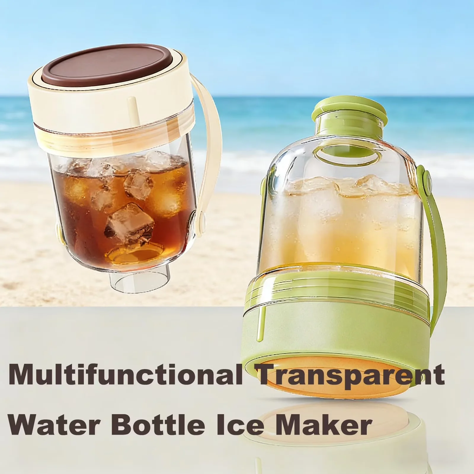 Picture 7: Transparent Water Bottle Ice Maker with Ice Tray, 2-in-1 Iced Cube Bottle, Portable Silicone Cube Cup, Easy Press to Release Tra