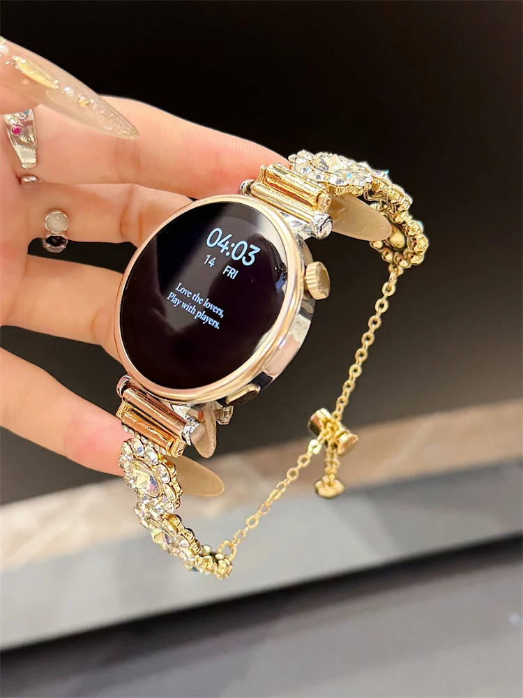 

Suitable for HW Watch Fit3/Fit4 watch straps and HW Band 8/9/10NFC sunflower diamond inlaid handmade watch straps