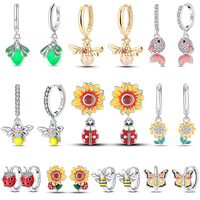 Women's 925 Sterling Silver Sunflower Seven Star Ladybug Animal Plant Themed Sweet Earrings Fit For Party Exquisite Gift Jewelry