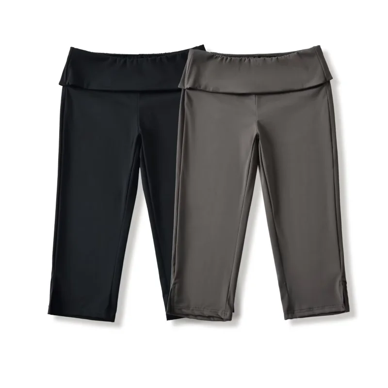 High Waist Split Seven-Foot Leggings High Elastic Seamless Slimming Fitness Yoga Commuter Versatile Sport Mid-Pants
