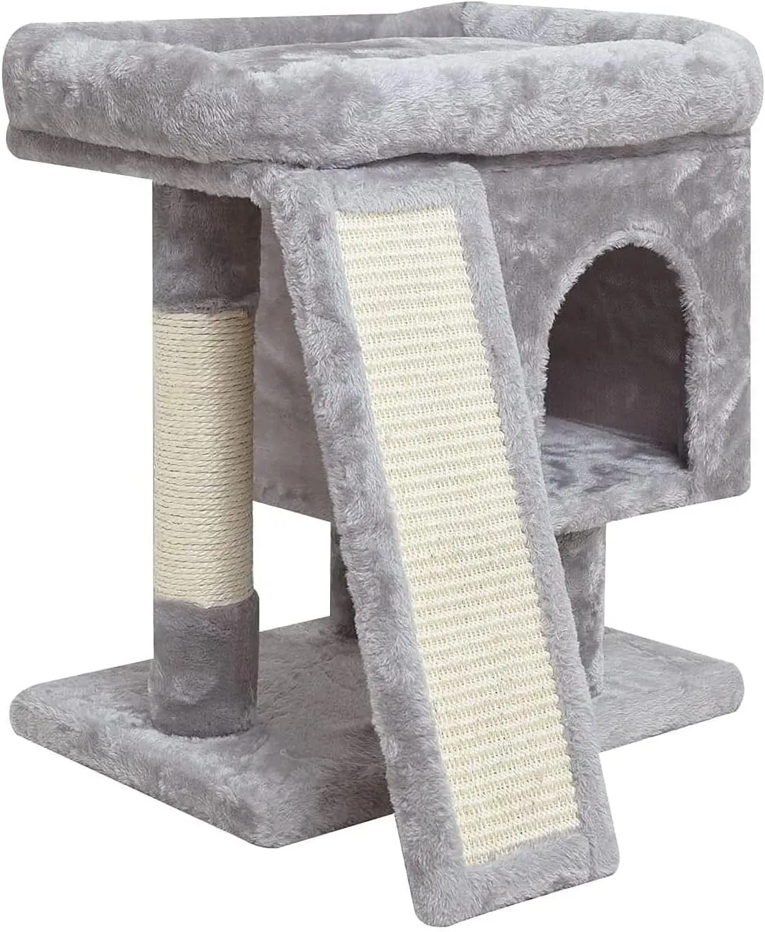 

Small Cat Tree for Indoor Cats, Cat Tower with Scratching Post, Modern Activity House for Large Cats, Condo with Board,