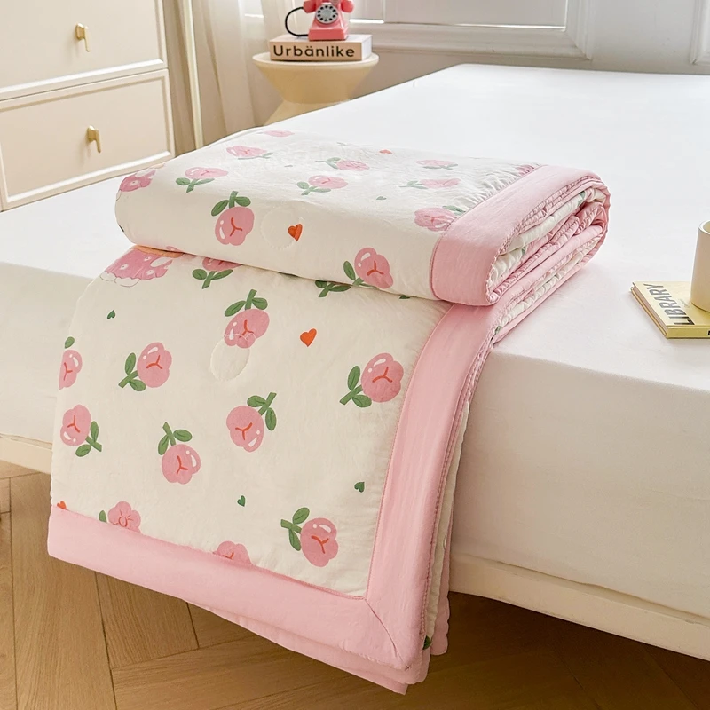 100% القطن داخل وخارج لحاف الصيف خفيفة الوزن فائقة النعومة رقيقة لحاف تكييف الهواء بطانية قطن نقية Ins