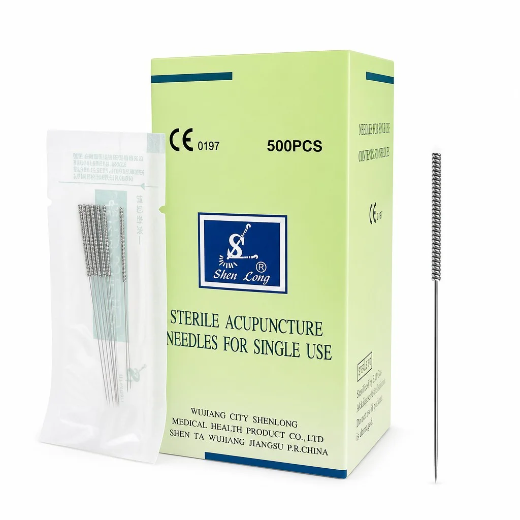 500 PCS Sterile Acupuncture Needles with Guide Tube Disposable Single Use Shenlong 0.25x25mm 0.25x30mm 0.30x50mm 0.30x75mm