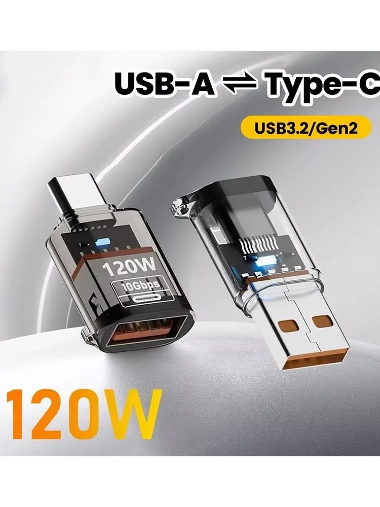 Adapter USB 3.2 na Type C OTG Szybkie Ładowanie Dla iPhone'a, MacBooka, iPada, Huawei 120W 10GB Szybki Transfer Danych i Audio (Blue U Male to C) — Zdjęcie 2 z 2