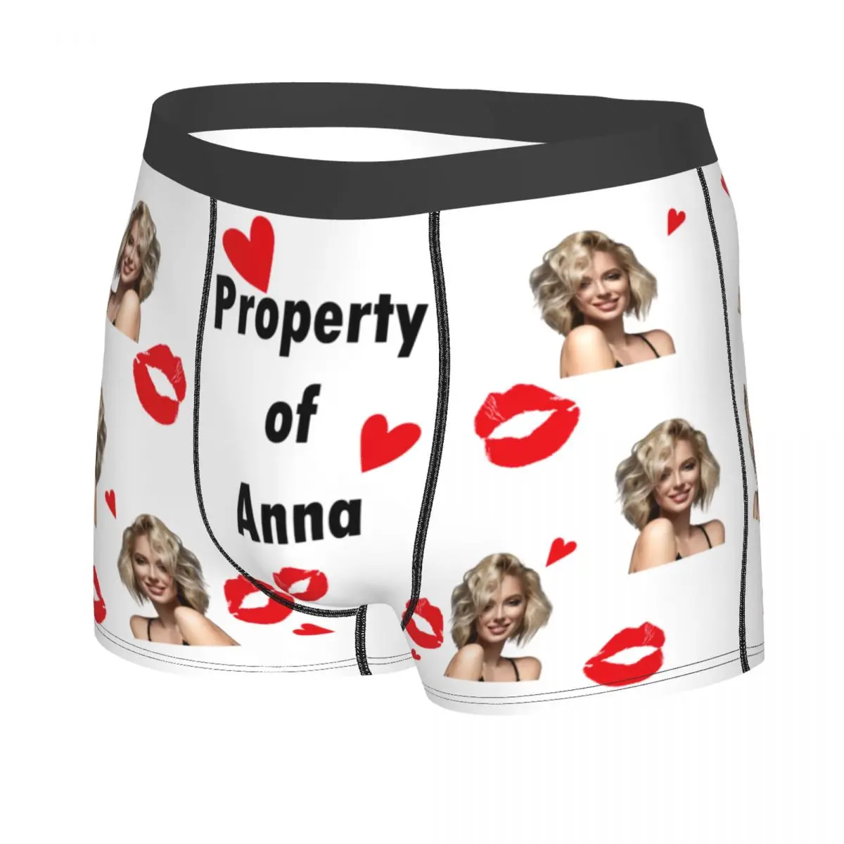 Men\'s  Custom Personalized Face Photo Boxer Briefs Shorts Panties Breathable Underwear Male Novelty Long Underpants