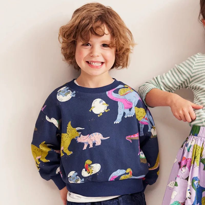 Jumping Meters 2-7T Dinosaurs Boys Girls Sweatshirts For Autumn Spring Long Sleeve Baby Clothing Toddler Hooded Kids Shirts