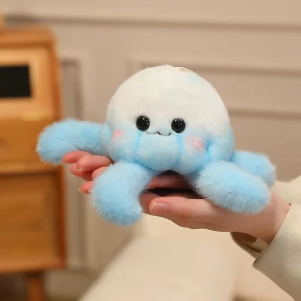 Lovely Soft Jellyfish Plush Toy Fluffy Cozy Jellyfish Plushies Flower Buckle Rotating Jellyfish Plush Keychain Bag Charm