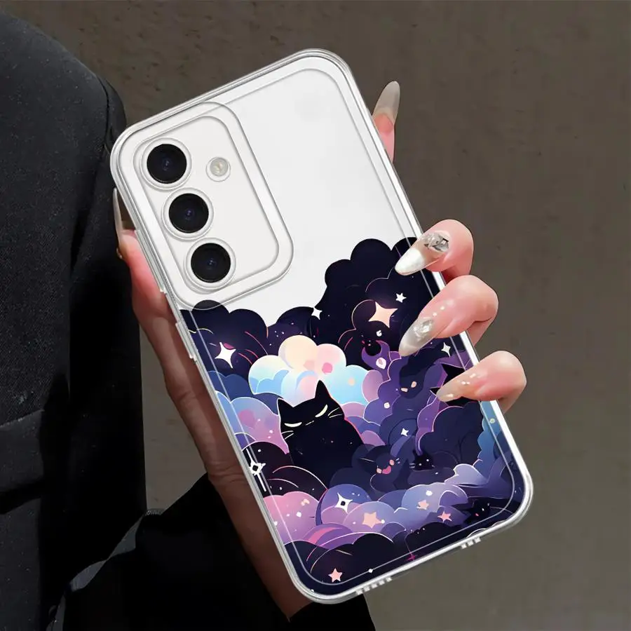 Cat Starry Night Phone Cover Case for Samsung Galaxy A57 A36 A37 A25 A51 A52 A34 A35 A52 A17 A54 A15 A14 A16 A26 A24 A55 A56 A13
