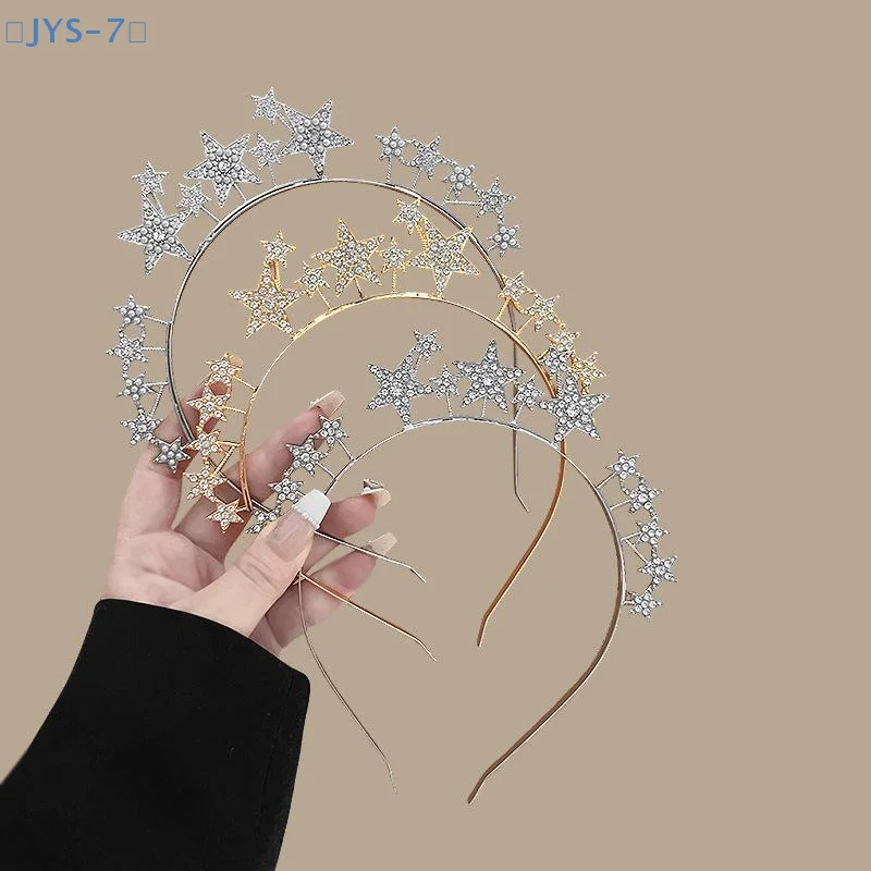 【JYS-7】 عصابة رأس على شكل نجمة خماسية من حجر الراين واللؤلؤ للحفلات مبالغ فيها وفريدة من نوعها للاحتفال بالمهرجان #3