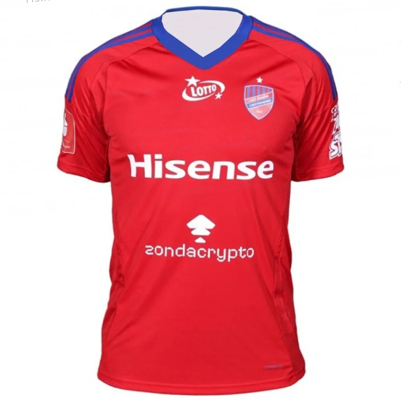 تي شيرت رجالي نمط كرة القدم البولندية Polska Pi Ł Ka No Ž Na Jersey 25-26 Home Rak Ó W Czstochova Jersey قميص الكبار #1