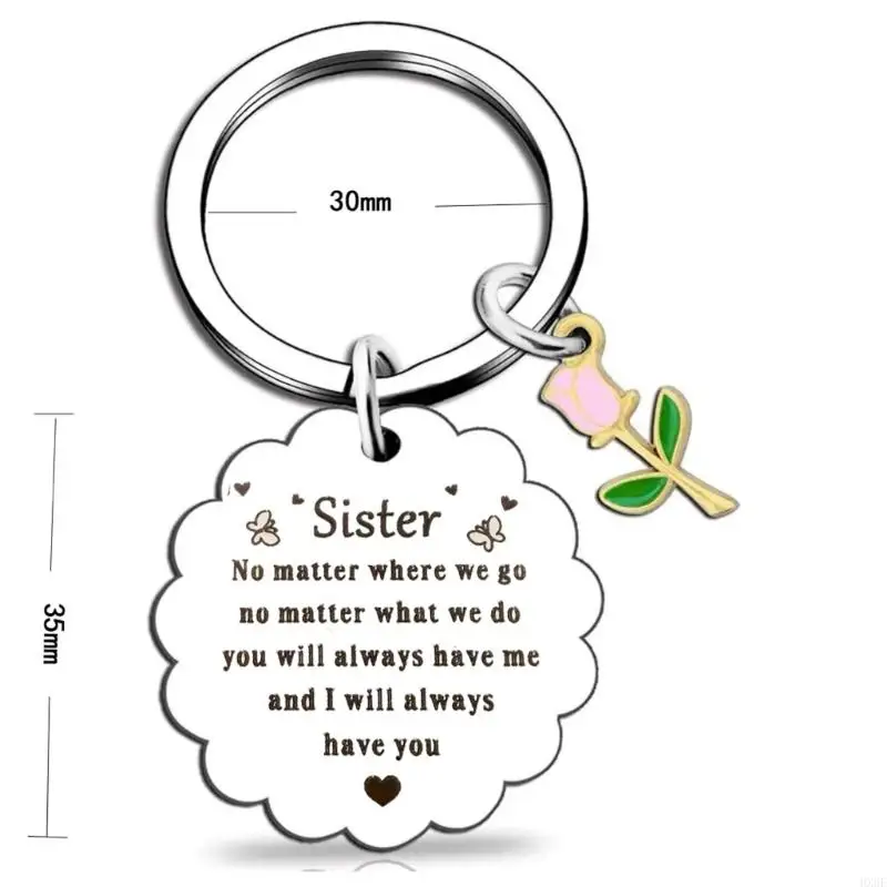 HX6F Stainless Steel Polished Keychain for Celebrating Sisterhood Friendship Keyring Ornament for Birthdays and Anniversaries