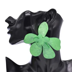 New Trending Large Acrylic Flower Earrings for Girls Fashion Multicolor Big Statement Women's Party Earrings Exaggerated Jewelry