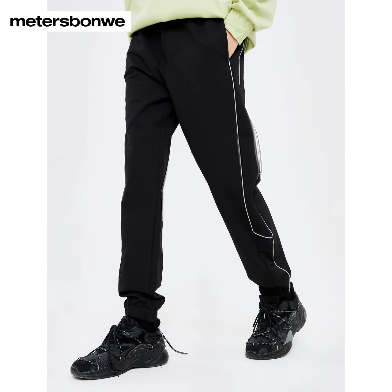 Metersbonwe-Heren Geweven Broek Dikke High Street Losse Elastische Taille Joggingbroek Training Jogging Winter