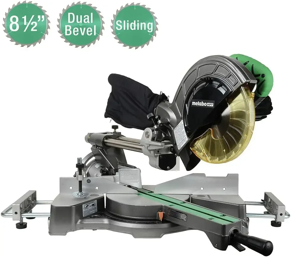 Metabo HPT Miter Saw | 8-1/2-Inch Blade | Linear Ball Bearing Slide System | C8FSES