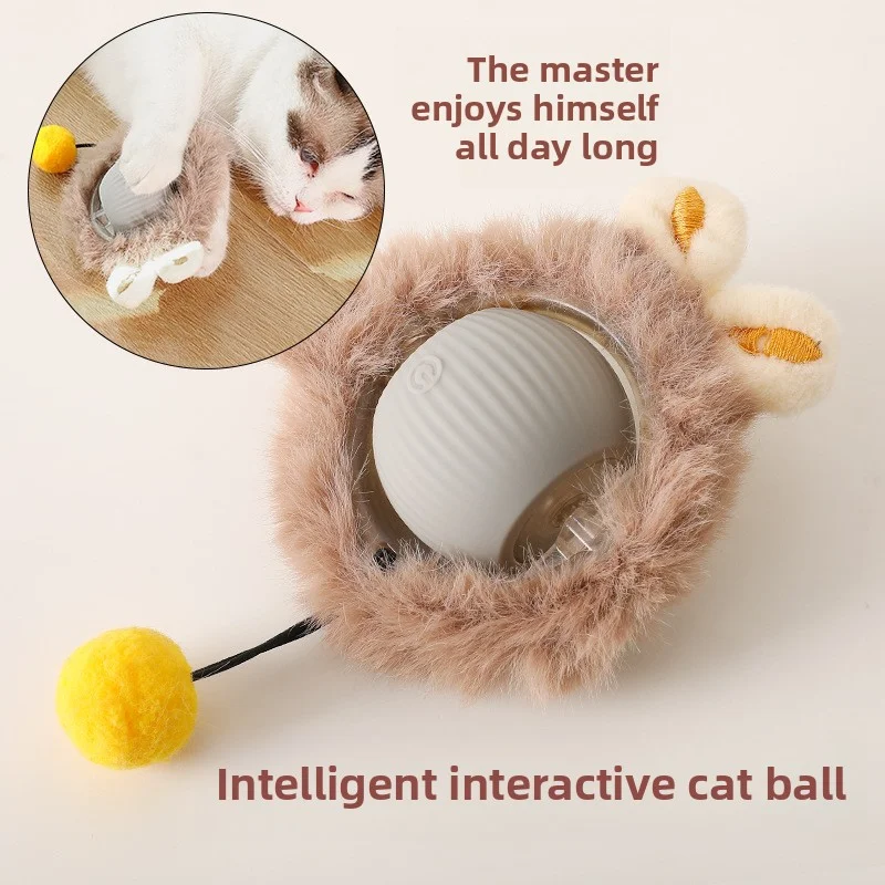 Self Play Cat Toy Ball Bite Resistant Automatic Playing Ball With Rope Fun Entertainment Pet Accessories
